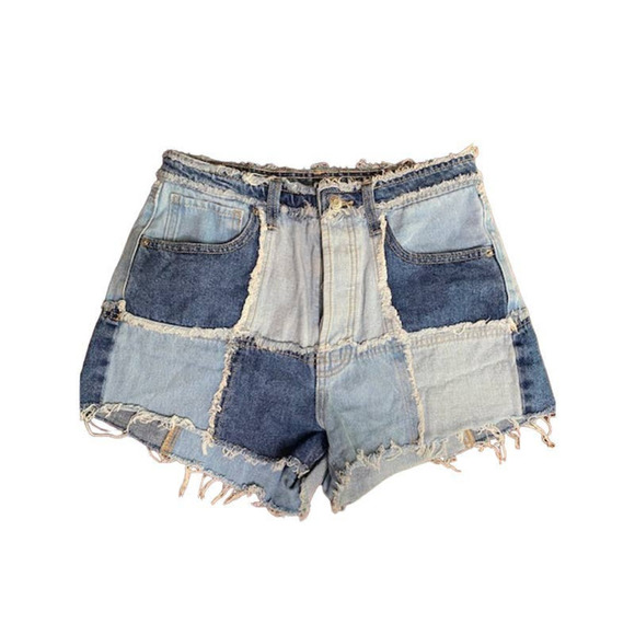 Wild Fable Womens Patch Work Denim Shorts Sz 4 - Picture 1 of 4